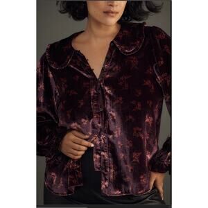 NWT Anthropologie Pilcro Collared: Long-Sleeve Velvet Edition - XS